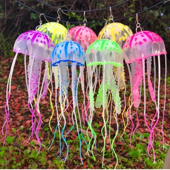 Jellyfish earrings rave festival jewelry edc ocean - Picture 4 of 8